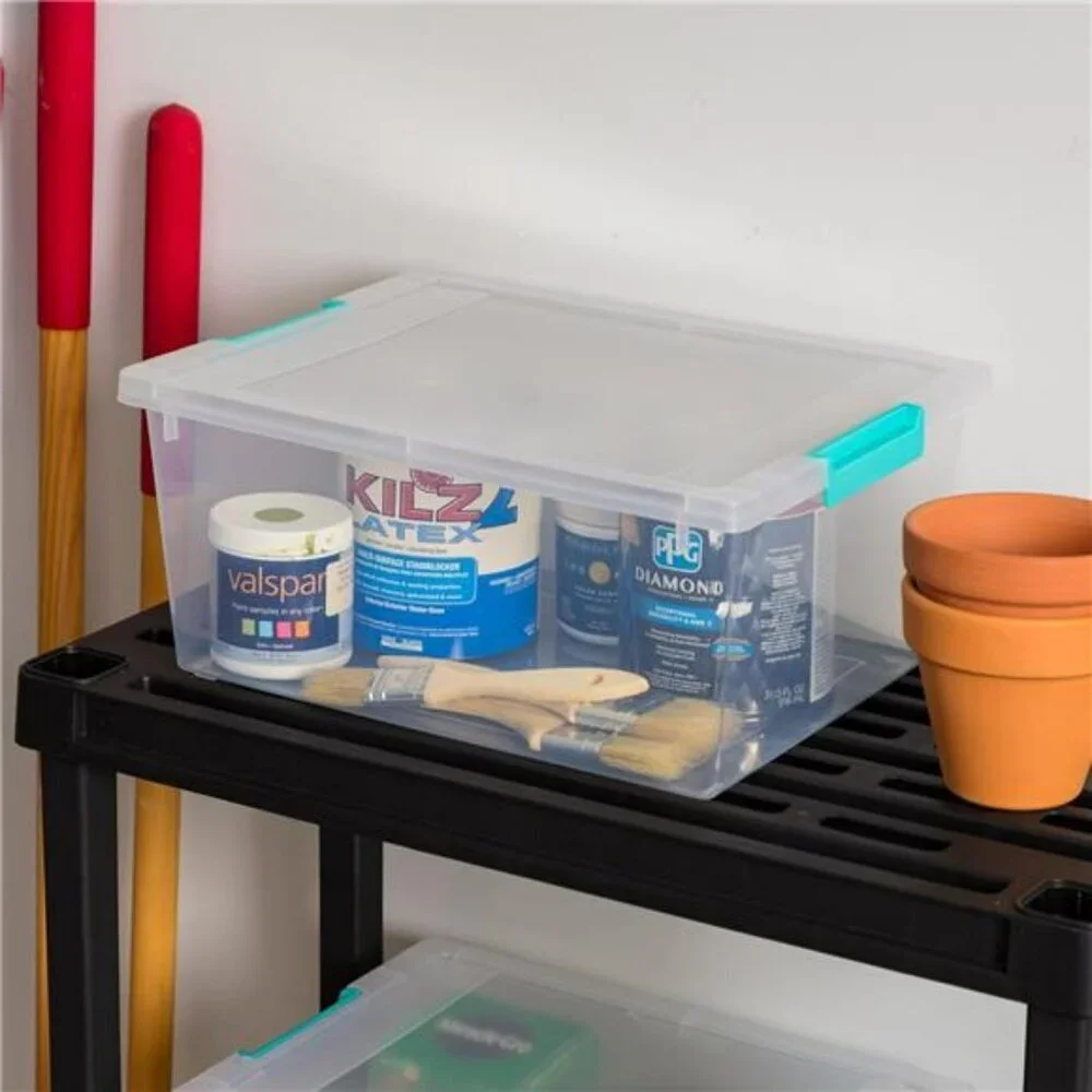 Clear Plastic Storage Bins with Lids 4 Pack Stackable Craft Organizer Box